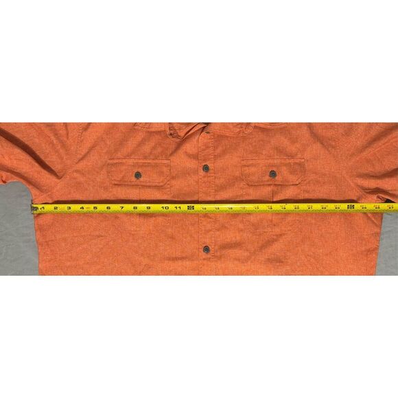 Men's short sleeve Orange VENTED BUTTON UP POCKETS QUICK DRY Camp shirt SZ XL - Picture 10 of 10
